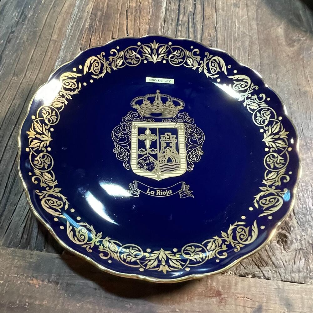 Ulises Made In Spain Decorative Porcelain Cobalt Blue Gold Trim Collector Plate